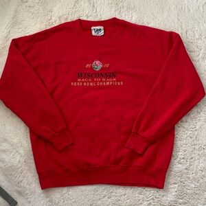 Vintage 2000 Lee Red Wisconsin Rose Bowl Champions Crewneck Sweatshirt